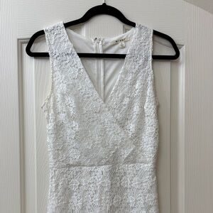 miami White Strapless Lace Faux Wrap-Front Midlength Jumpsuit